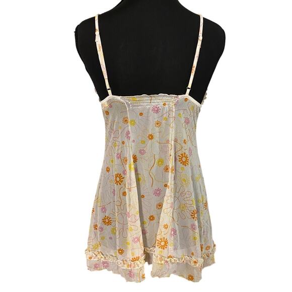 Ilusion Ruffle Bust 70s Floral Babydoll Slip Night Dress Adjustable Straps Med - Picture 2 of 7